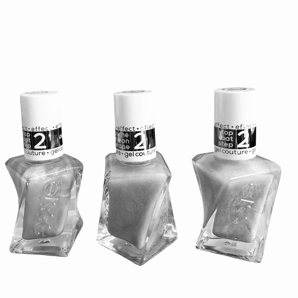 Essie Gel Couture Top Coat Metallic Glaze 3-Pack Long-wear 13.5ml Silver NEW 03